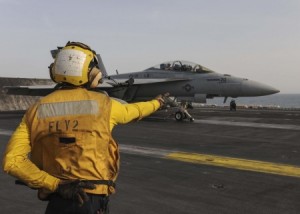 F/A-18F Super Hornet aboard USS Theodore Roosevelt May 25 2015 (US Navy/ Specialist Danica M.Sirmans)