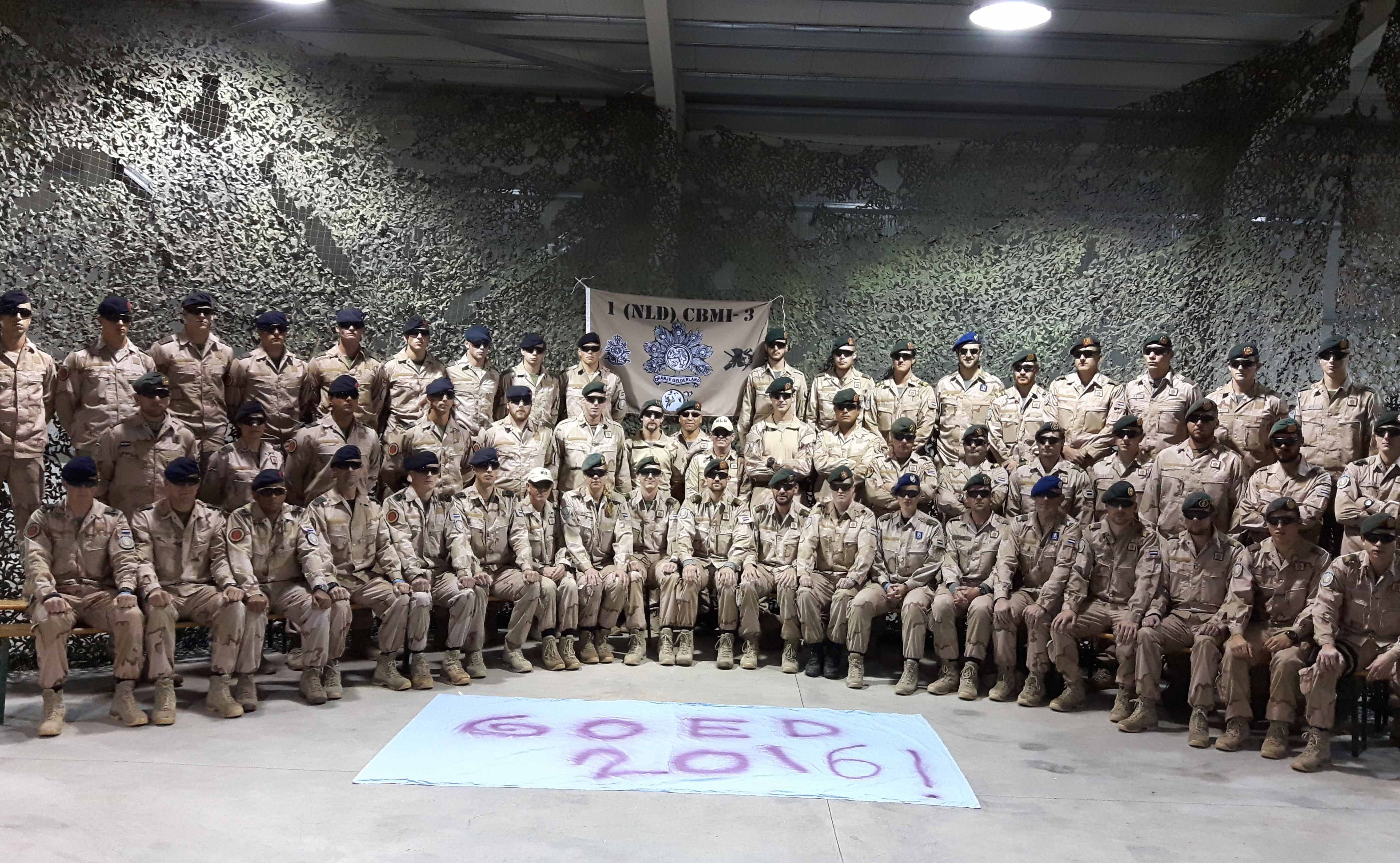 The Dutch capacity building team in Irbil - welcoming in the New Year - don shades to help preserve their anonymity (Dutch MoD)