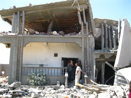 House allegedly destroyed by NATO airstrikes on Majer on August 8th, 2011 (via Global Research)
