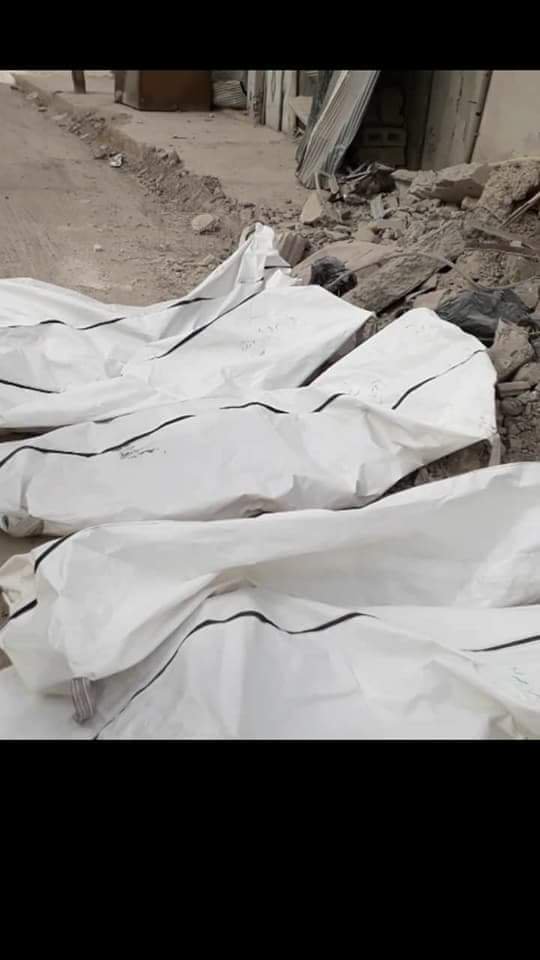 The aftermath of the airstrike on 25th September 2017. (via asharqasouri)