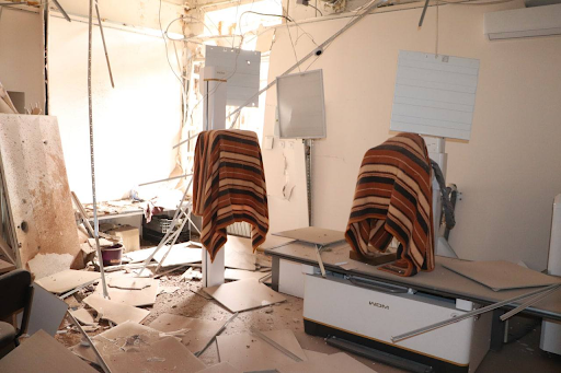 Damage caused by alleged Russian shelling of Dergachi on May 12, 2022. (Image posted by Viacheslav Zadorenko)