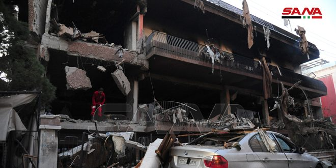 Aftermath of alleged Israeli airstrikes on Al Mazza neigbourhood in Damascus, November 12th, 2019 (via SANA).