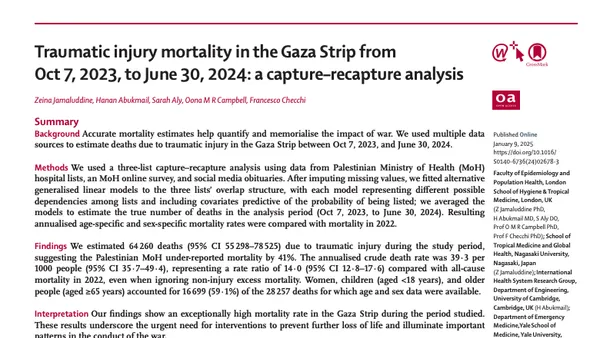 Traumatic injury mortality in the Gaza Strip: a capture–recapture analysis