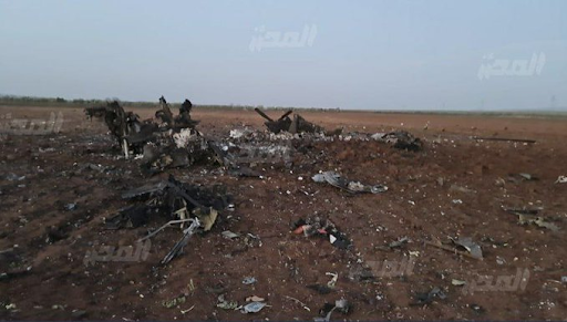 Wreckage of the US helicopter which allegedly participated in the air drop operation (Image via @Ali9aa9 / Twitter)