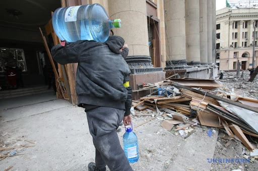 Aftermath of alleged Russian shelling of Kharkiv administration building on March 1, 2022. (Image Ukrinform