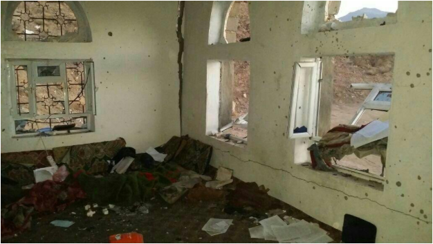 The interior of a building damaged during the raid (@doamuslims, January 29th 2017)