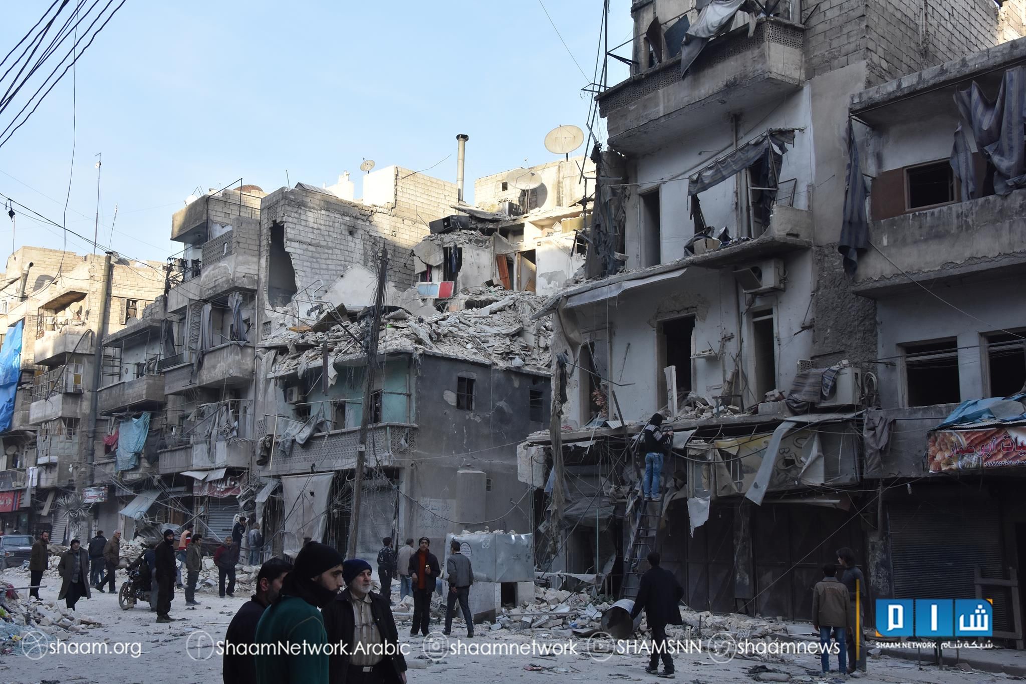 Destruction of Al Kalassa, Aleppo, following an alleged Russian raid, Feb 4th (via SNN)