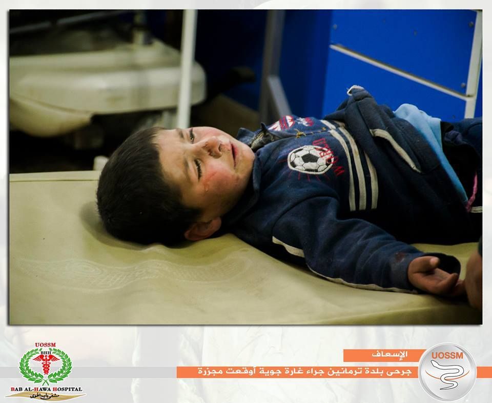 A injured child following an alleged Russian strike on Termanin, Jan 25th (via SNN)