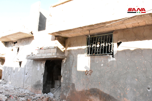 Aftermath of Israeli airstrike or Syrian regime rockets on Kazo neighborhood in Hama on January 22nd, 2021. (via SANA)