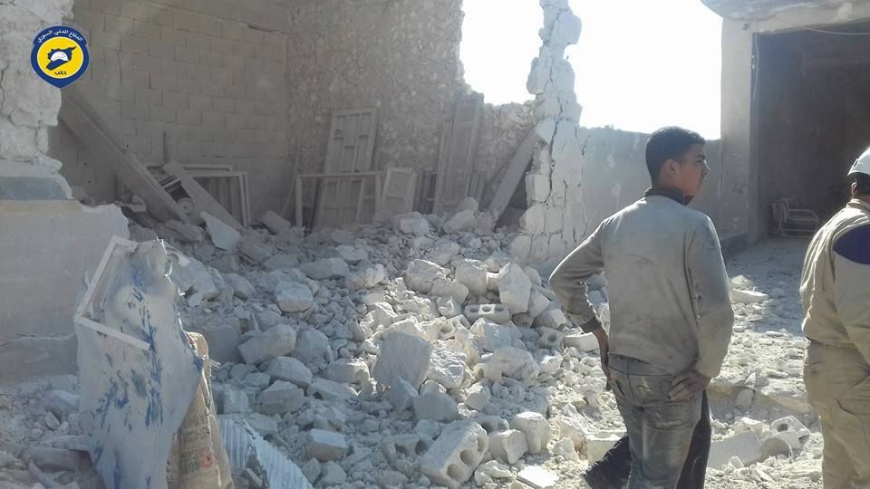 The White Helmets attend the scene of a raid on Al Atarib, Feb 24th (via White Helmets)