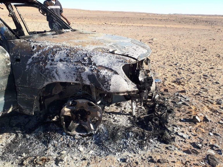 Another image of the scorched car (via Al Marsad)