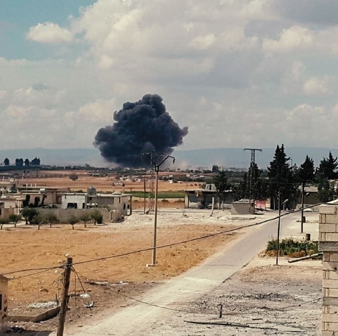 Activist Anas Abu Adnan captures moment of a Russian airstrike on Sept 30th 2015 (via VDC)