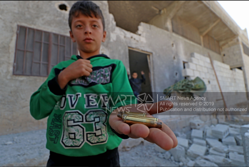 Child in the location where the US forces operation killed al-Baghdadi in Barisha village in Idlib on 26/27 October 2019 (via SMART).