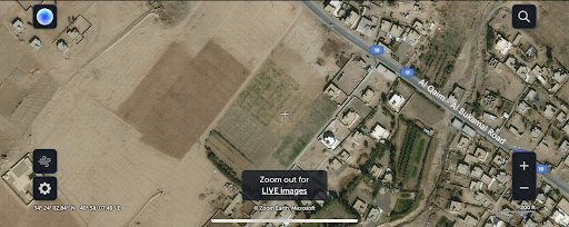 Geolocation of one of the strikes using video footage with coordinates provided. (Images posted by @AuroraIntel)