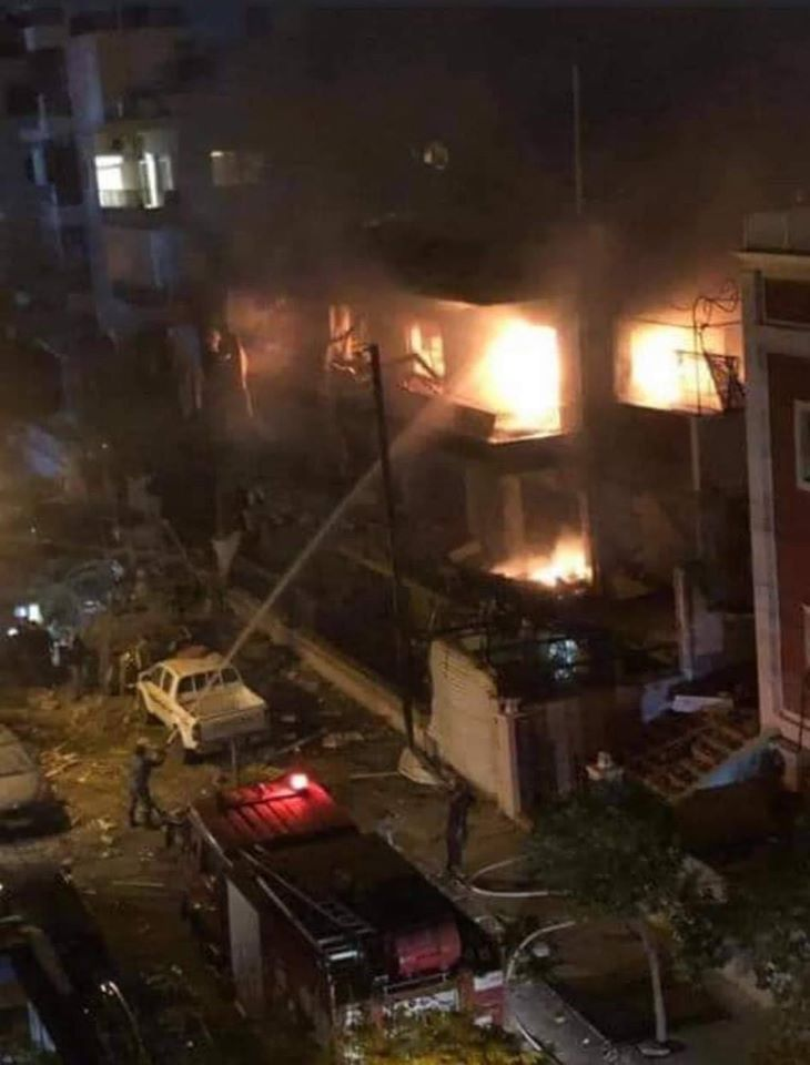 Aftermath of alleged Israeli strikes on the house of Islamic Jihad leader Akram Al Ajoura in Damascus' Al Mazza neighbourhood on November 12th, 2019 (via Free Deir Ezzor Radio).