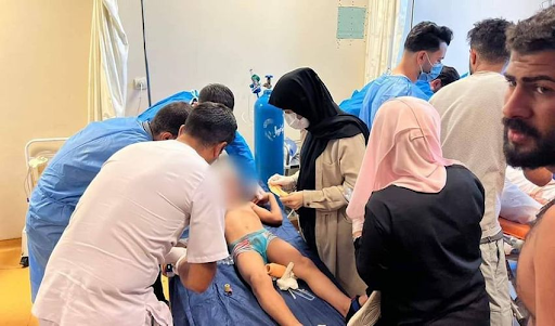 Image of one of the children injured in the alleged Turkish artillery shelling that hit a touristic site in Kurdistan Region’s Duhok province on July 17, 2022. (Image posted by Kurdistan Revolution)