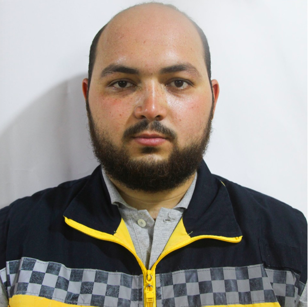 One of five volunteers for the Syrian Civil Defense who was wounded in an alleged Russian double-tap airstrike on Khan Sheikhoun on June 26th (via Syrian Civil Defense).