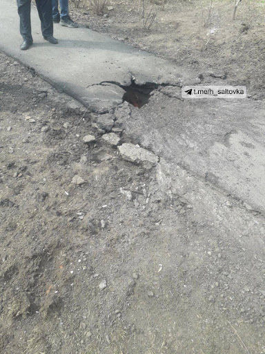 Damage caused by alleged Russian shelling of Lysa Gore on April 11, 2022. (Image posted by H_saltovka via Telegram)