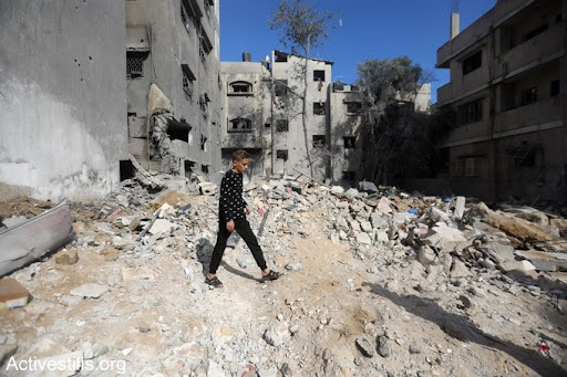 Rubble from Israeli strikes on Al Shati camp on May 15th, 2021. (Image posted by @activestills)