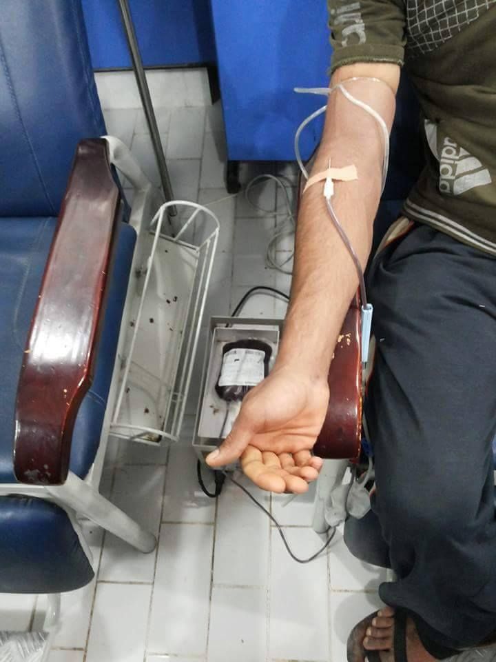 Fallujah residents at a hospital blood drive after an alleged Coalition strike, October 8th 2015 (via al Fallujah News)