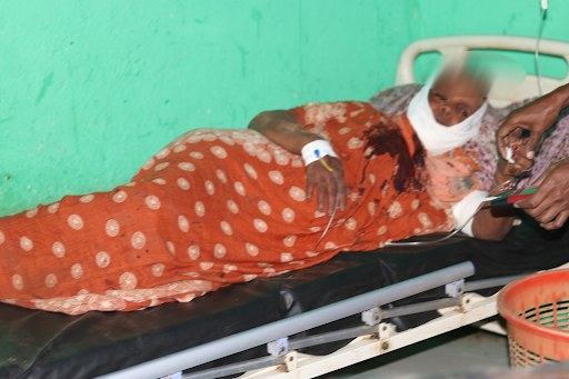 Civilian injured by alleged Kenyan airstrikes on Jilib on August 15, 2023. (Image posted by @xuquuqda1)