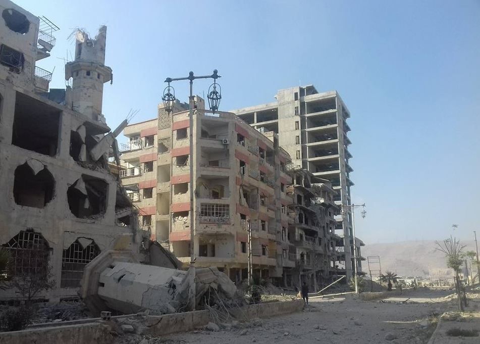Damage to Ar-Rawda mosque, Douma, after a strike on March 30th. All sources blamed the regime.