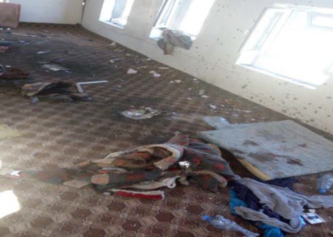 Damage to the reception room of a Yakla home from the January 2017 raid. Photo taken by a Mwatana researcher.
