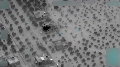 Drone footage of the location of the US air raid on February 3rd 2022 (Euphrates / Facebook)