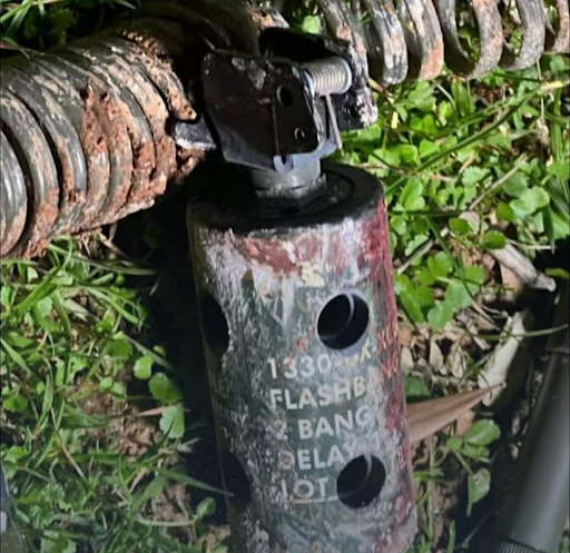 3 of 3: "Remnants of the airdrop of the American occupation in the town of Atma on the Syrian-Turkish border." (Image via @jamlyyyyy_ / Twitter)