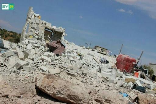 Aftermath of alleged Russian forces or Syrian regime bombing on Abdin in Idlib on Sep 9th, 2018 (via SY 24)
