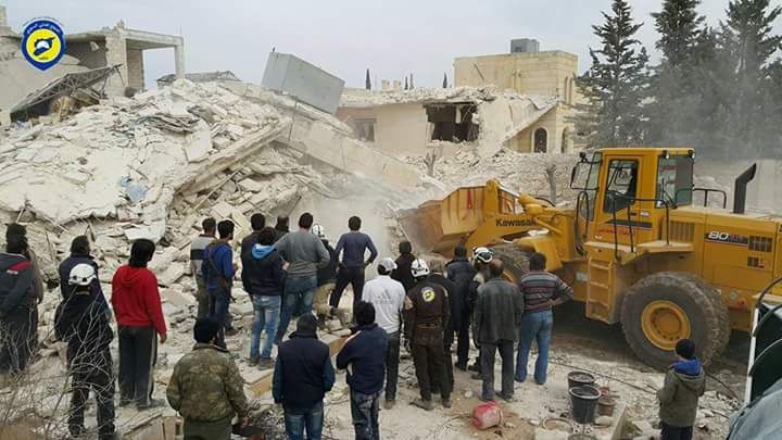 The aftermath of an airstrike on Dara abd Rabbo, feb 10th (via White Helmets)