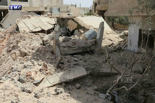 Destruction in the aftermath of alleged Russian airstrikes on Zardana in Idlib, Syria on June 7th, 2018 (via EMC)