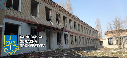 Damage caused by alleged Russian shelling of Barvinkove on March 26, 2022. (Image posted by Kharkiv Regional Prosecutor's Office via Facebook)