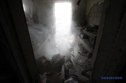 Aftermath of alleged Russian shelling of Kharkiv administration building on March 1, 2022. (Image Ukrinform