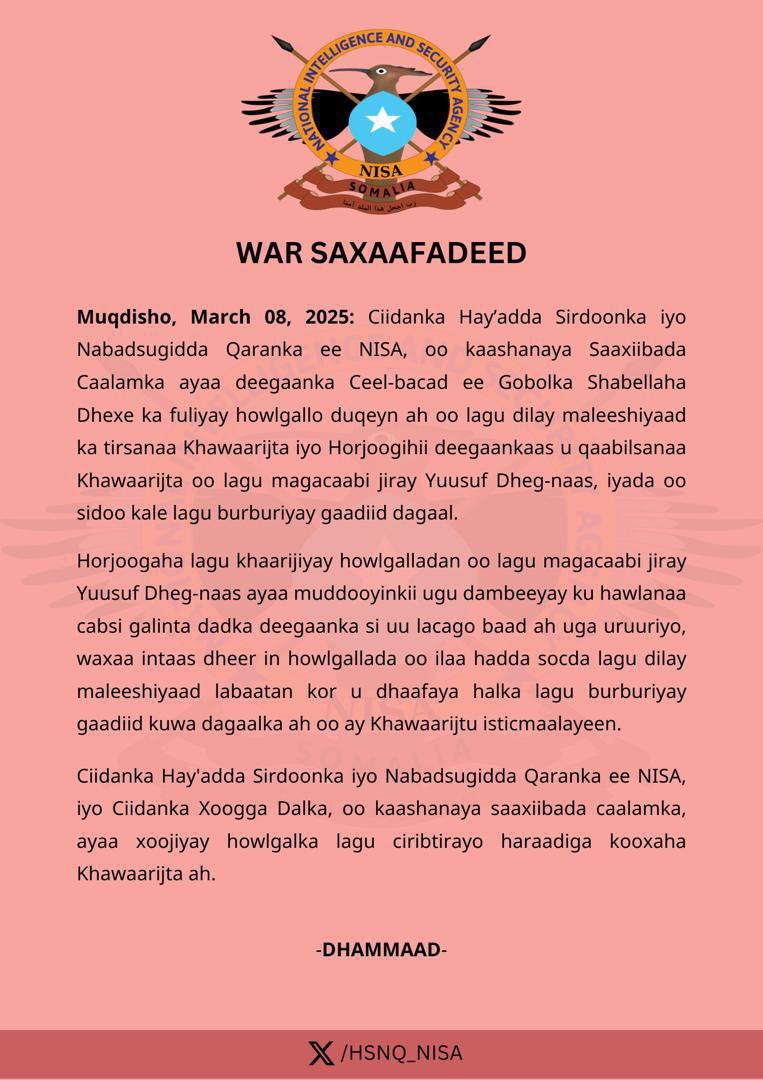 Source: The Daily Somalia X