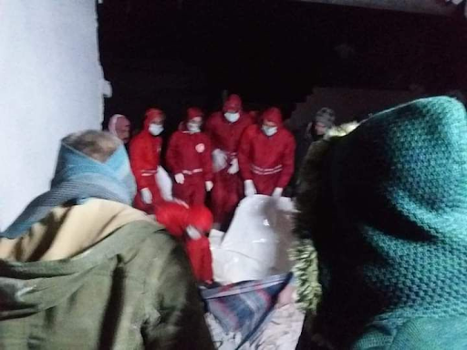 Civilians gathered in the location of an alleged Israeli airstrike on Kazo neighborhood in Hama on January 22nd, 2021. (via @AlwatanSy).