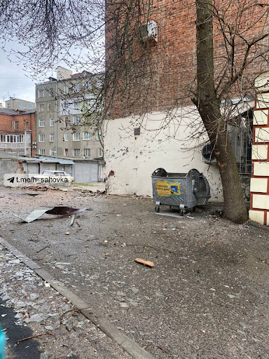 Damage caused by alleged Russian shelling of Kharkiv on April 17, 2022. (Image posted by XC_Kharkiv via Telegram)