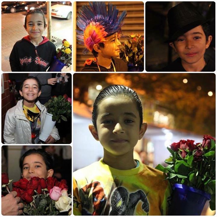 Pictures of popular flower seller Fares taken in Beirut (via Hamra Street Facebook page)