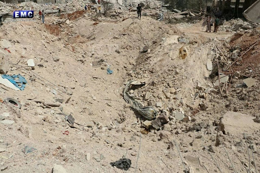 Destruction in the aftermath of alleged Russian airstrikes on Zardana in Idlib, Syria on June 7th, 2018 (via EMC)