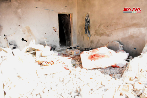 Aftermath of Israeli airstrike or Syrian regime rockets on Kazo neighborhood in Hama on January 22nd, 2021. (via SANA)