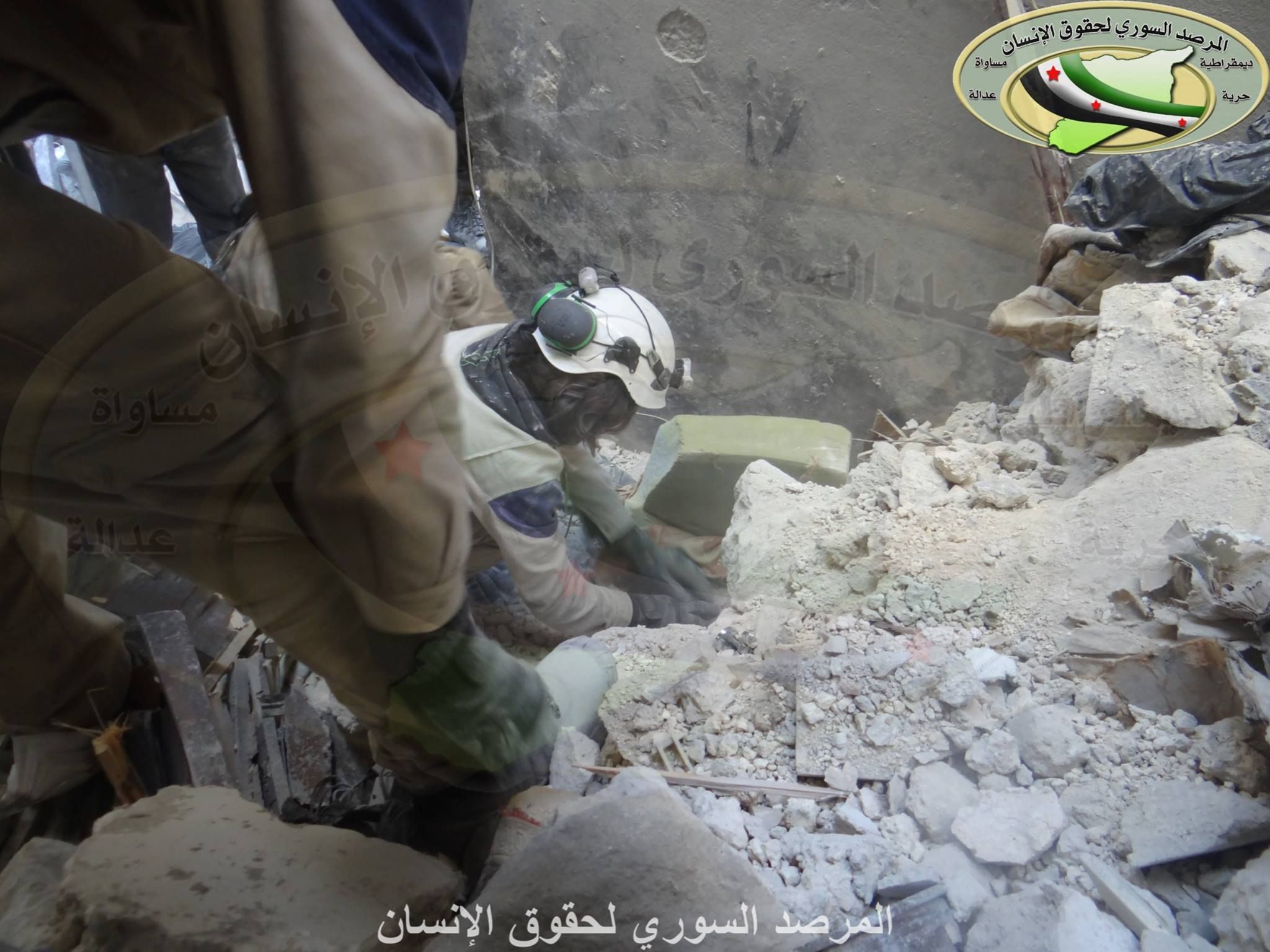 The White Helmets search for survivors following alleged Russian raids in Al Mashhad, Feb 4th (via SO4HR)