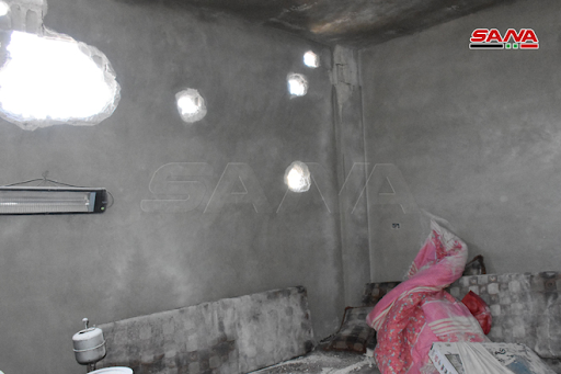 Aftermath of Israeli airstrike or Syrian regime rockets on Kazo neighborhood in Hama on January 22nd, 2021. (via SANA)