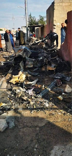 Effects of the US strike in Al-Qaim district on February 3, 2024. (Image posted by ِMountather Al Zaydi)