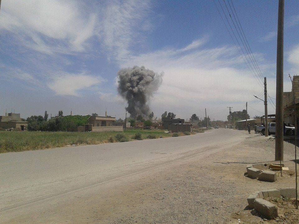 Image showing the moment of an alleged Russian strike on Al Buliyal, Jan 22nd (via Deir Ezzor is Being Slaughtered Silently)