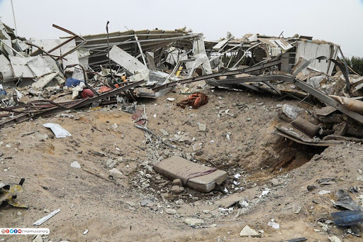 Image showing the damage caused to Karabala International Airport project which was still under construction when attacked by the US in an airstrike on March 13th, 2020 (via imamhussain)