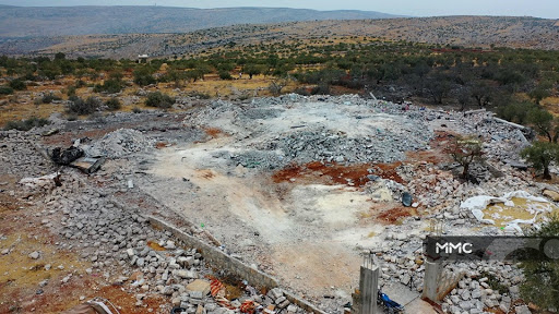 Aerial Photos of the house where the al-Baghdadi leader of ISIS was targeted by American troops in the village of Barisha, northern Idlib (26-27 October 2019) - Via MMC