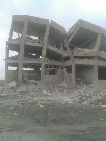 Ruins of Badiya School, Mansoura, following an alleged Coalition strike, March 21st (via RBSS)