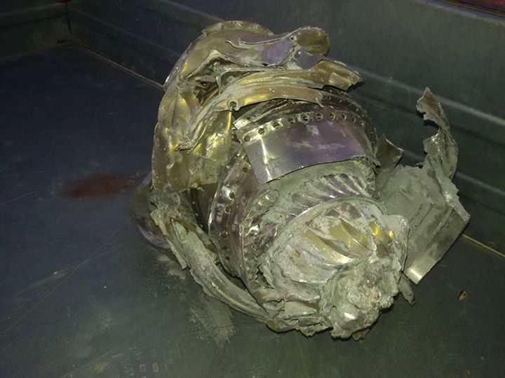 Alleged cruise missile fragment recovered from the scene, Sept 2014 (SNHR)