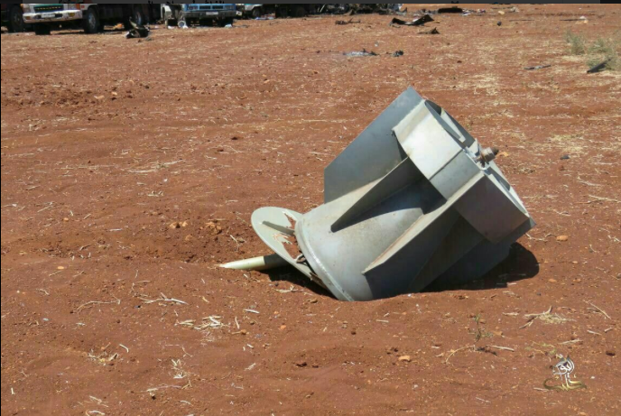 Suspected evidence of warplane shelling at the oil market (Tweet by @Hasan_khaleil) [Page no longer available - accessed via Airwars archive]