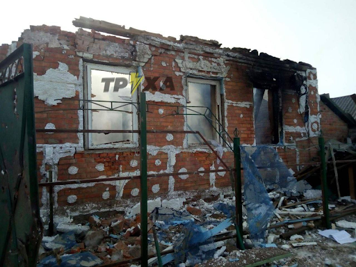 Damage caused by alleged Russian shelling of Zolochev on March 10, 2022. (Image posted by Truexanewsua)